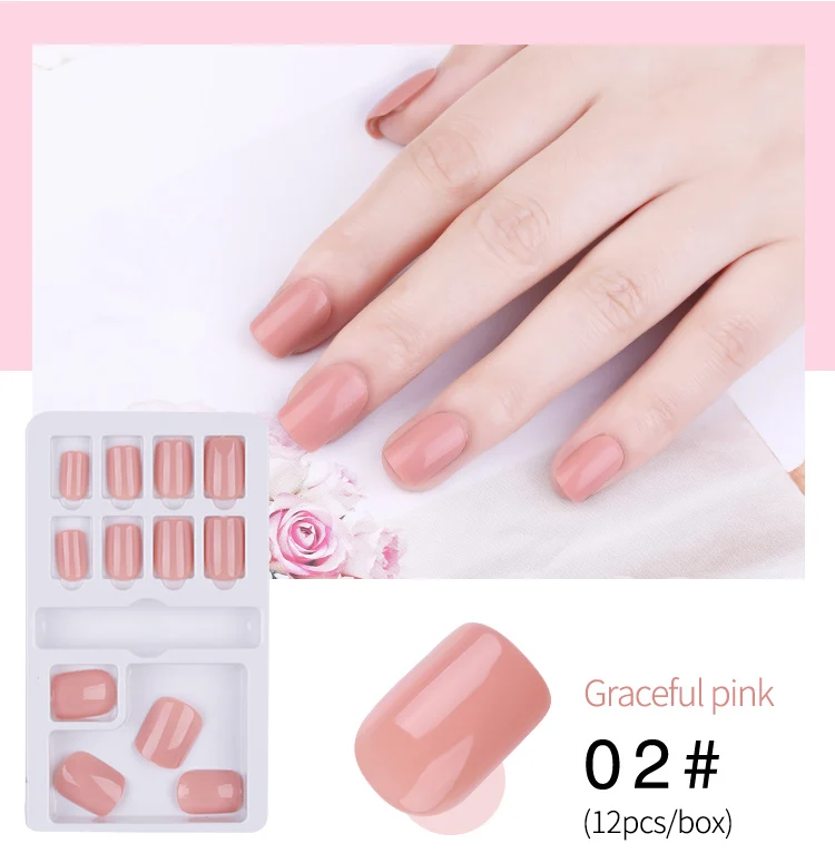 PinPai 12 шт многоразовые блестящие накладные ногти с полным покрытием, искусственные накладные ногти для декорированного дизайна