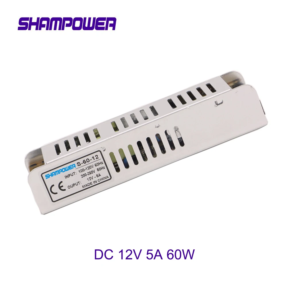 12V 5A 60W Светодиодная лента импульсный источник питания Ac Dc преобразователь