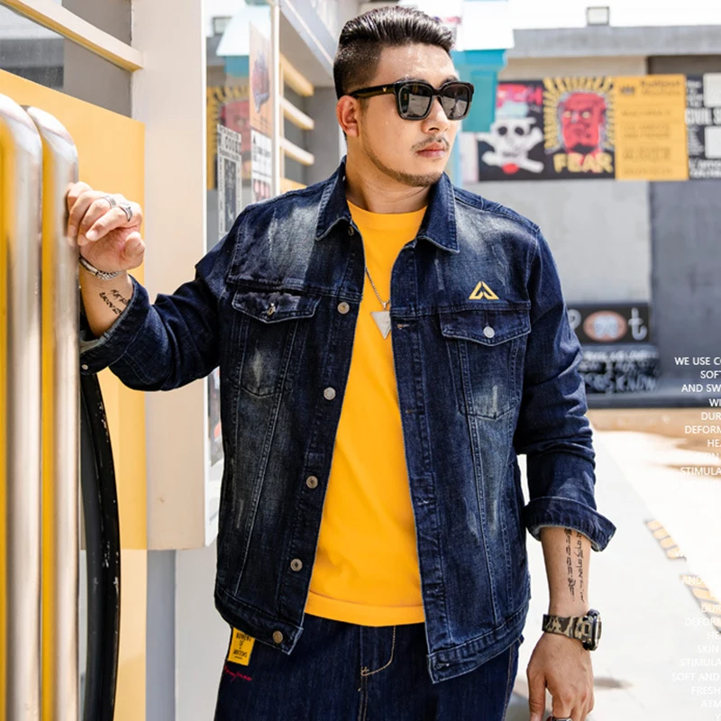 Men Jacket Denim Coat Spring Fashion Men Ripped Denim Jacket Oversized 6XL 7XL Jeans Jacket Men Denim Clothing