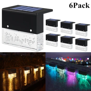 

New 6PCS Light Sensor Solar Step Light Stair Light Deck Railing Lamp Outdoor Security Lighting For Yard Fence Paths Walkway
