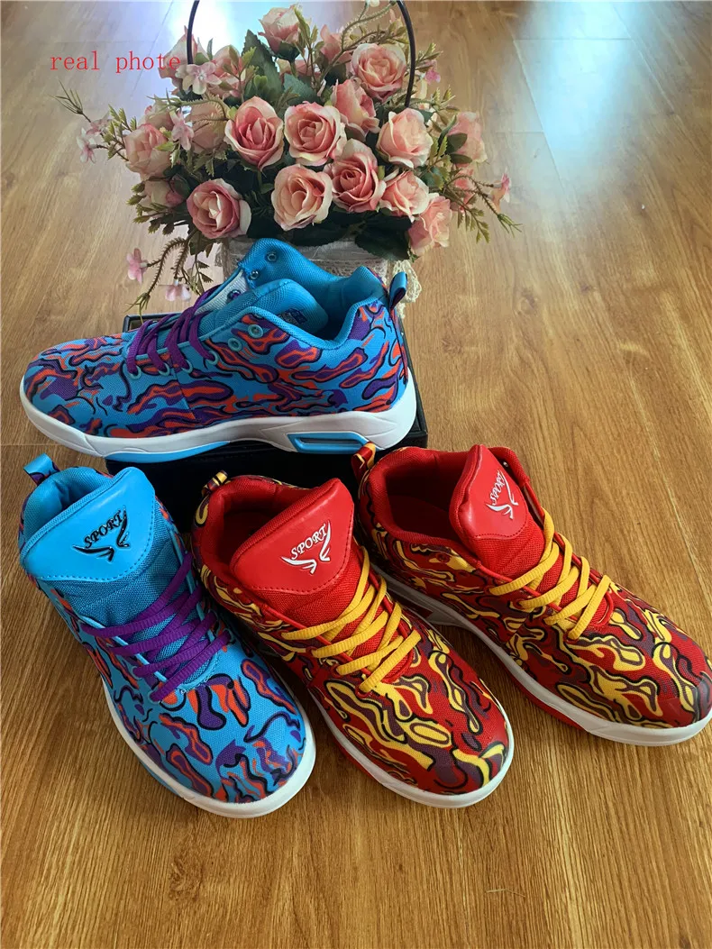Couple shoes exclusive new unisex sneakers basketball shoes men's casual shoes colorful cloth design high elastic air cushion