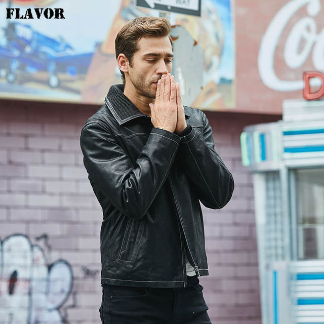 New Men’s Real Leather Jacket With Genuine Pigskin Winter Warm Coat For Men