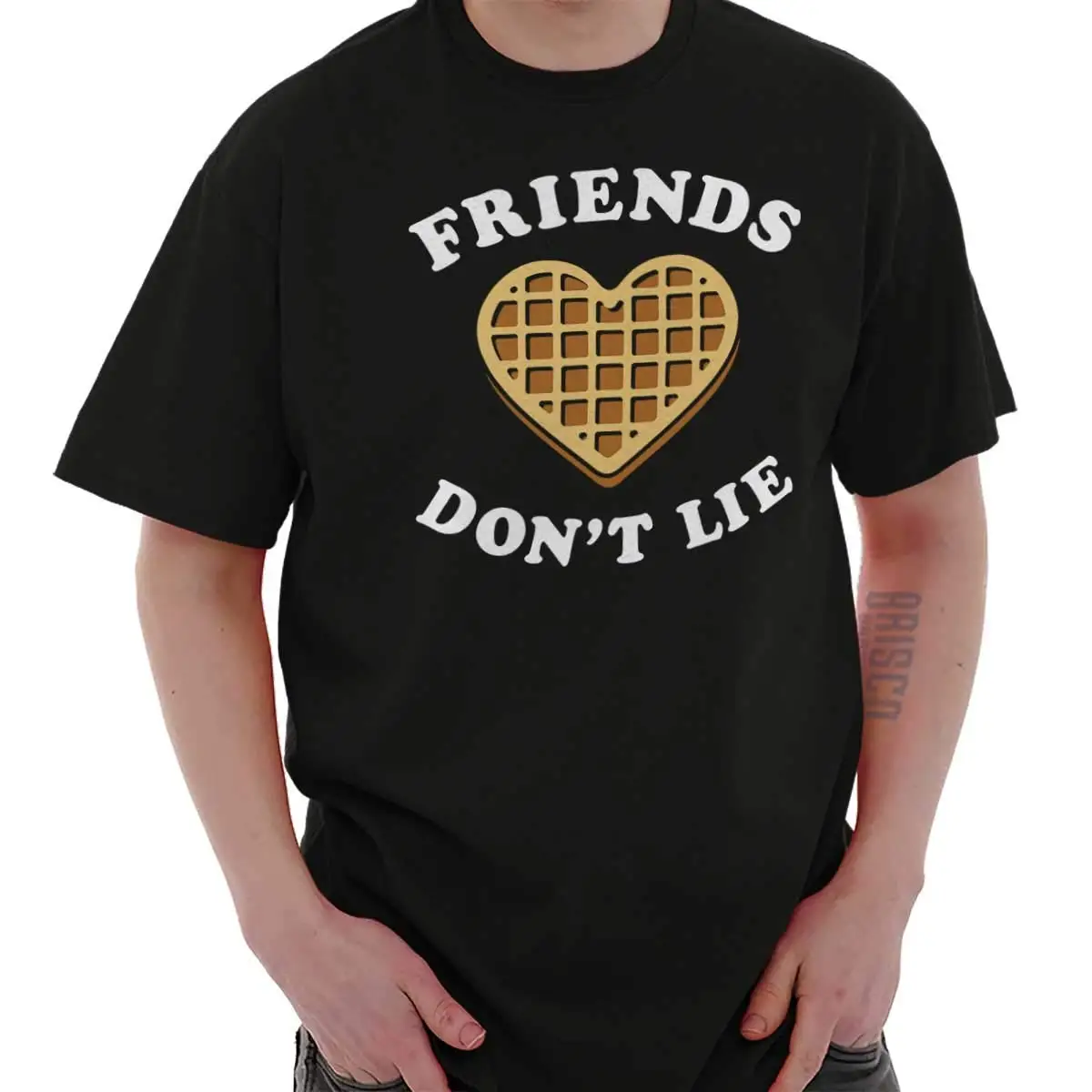 

Friends Dont Lie Cute Eleven Waffle Heart Crewneck Sweatshirt Pure Cotton Round Collar Men top tee