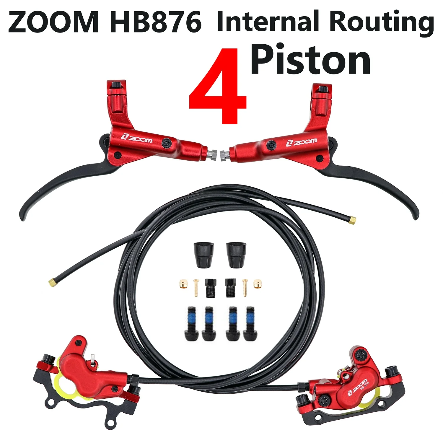 ZOOM HB876 MTB 4Pistons Hydraulic Disc Brake internal Routing Brakes