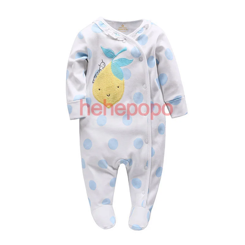 2Pcs Picturesque Childhood 0-3 Months Baby Boy Clothes Cute Design Blue Shark Peach Solid Newborn Baby Boy Footies Pure Cotton