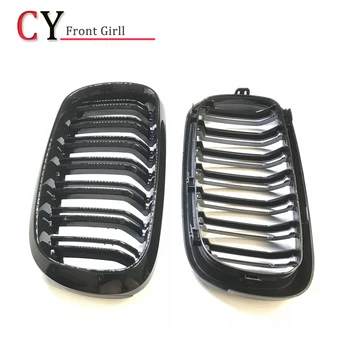 

1Pair Car Glossy Black Front Bumper Double Slat Kidney Grilles For BMW F15 F16 X5 X6 F85 F86 X5M X6M 2014-2017 Grilles