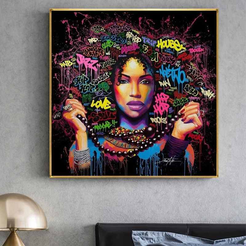 

African Women Portrait Oil Painting Abstract Afro Posters and Prints on Canvas Wall Art Picture Living Room Modern Home Decor