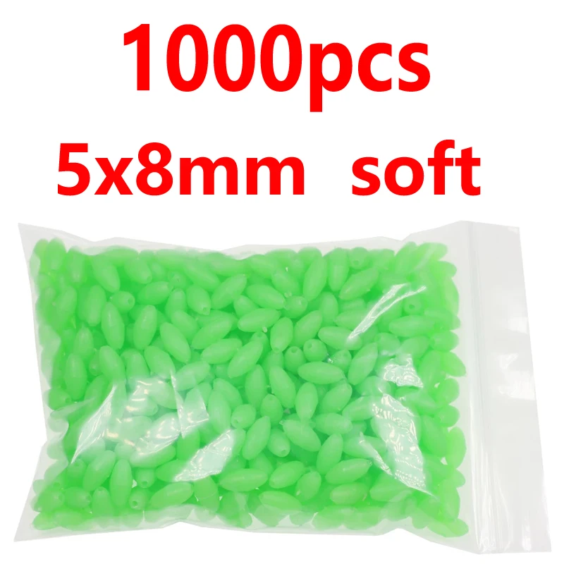 5x8mm 1000pcs green 1000/3000 шт.; ; детское нижнее белье красного и зеленого цвета; овальная мягкая резиновая светящиеся бусины для рыбалки светящиеся раковина бусины для рыболовные снасти рыболовные приманки рыболовные снасти - Цвет: 5x8mm 1000pcs green