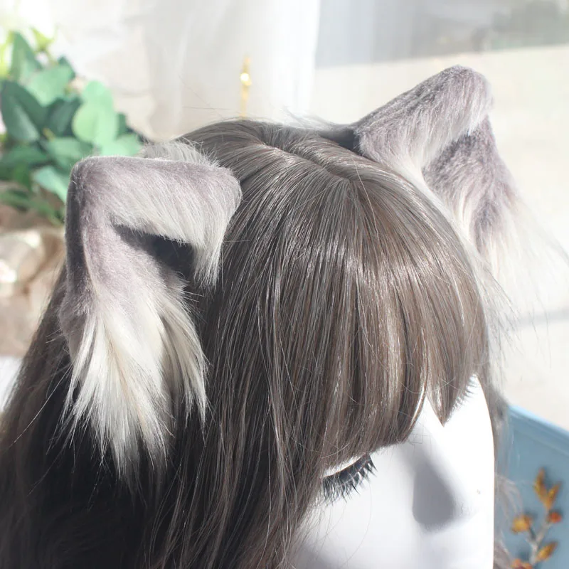 Thick edge clip Ручная работа кошачьи уши cos Имитация животных уши кошачьи уши клипсы для ушей KC милые мягкие животные уши резинки для волос Лолита - Цвет: Thick edge clip