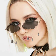 

Fashion Cloud Shape Sunglasses for Women Trend Rimless Eyeglasses Men Frameless Tassel Sun glasses Shades UV400