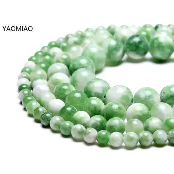

Natural Green White Persian Jade Round Stone Beads For Jewelry Making DIY Bracelet Necklace 15'' Strand 6/8/10/12 mm Wholesale