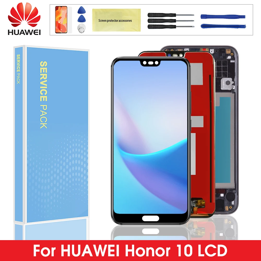 

Original Display For Huawei Honor 10 LCD Touch Screen Digitizer With Fingerprint Frame For Huawei Honor10 COL-L29