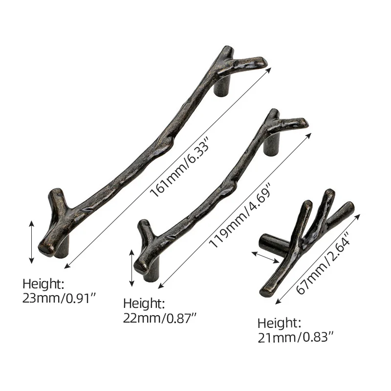 Tree Branch Door Handles Twig Kitchen Cabinet Knobs and Handles Wardrobe Closet Zinc Alloy Furniture Handle Drawer Pulls Black