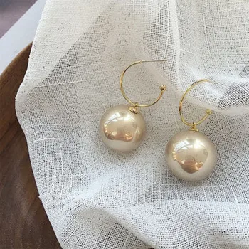 

Minar Oversize Pearl Hoop Earrings For Women Girls Unique Twisted Big Earrings Circle Earring Brinco Statement Fashion Jewelry
