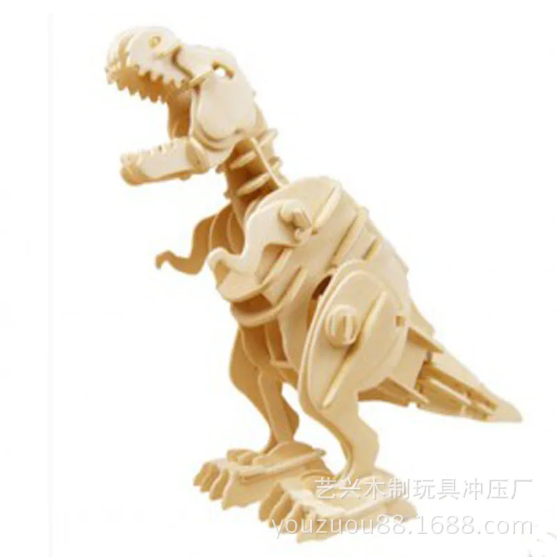 Электрическая модель игрушки-деревянный T-Rex-Детский образовательный Собранный-обработка сливного типа
