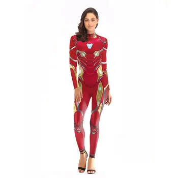 

Adult 3D Print Iron Man Zentai Suit jumpsuit women's sports jumpsuit girls swimwear Avengers: Endgame Bodysuit Cosplay Costume