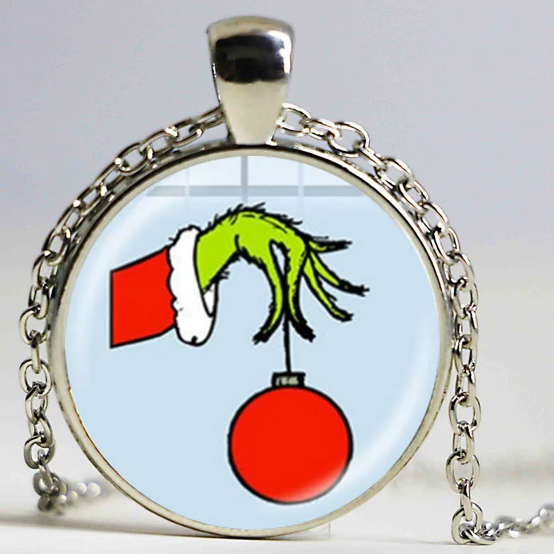 How the Grinch Stole Christmas Series Necklace The Cartoon Movie Funny Poster Printed Glass Round Pendant Jewelry | Украшения и