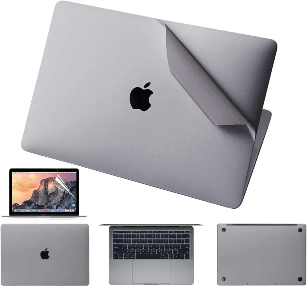 Защитная виниловая наклейка для Apple Macbook Pro1" A2141 13" 1" A1989 A1707 A1706 верхняя/Нижняя/сенсорная панель/защитная пленка - Цвет: 5 in 1 Grey