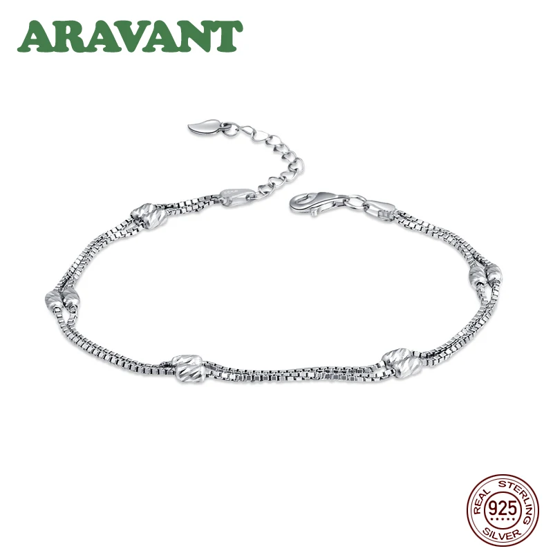 925 пробы, серебряные двухслойные браслеты из бисера, женские теннисные браслеты, серебряные ювелирные изделия