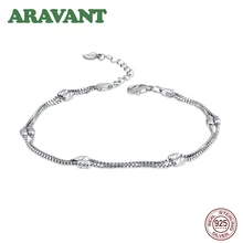 925 пробы, серебряные двухслойные браслеты из бисера, женские теннисные браслеты, серебряные ювелирные изделия