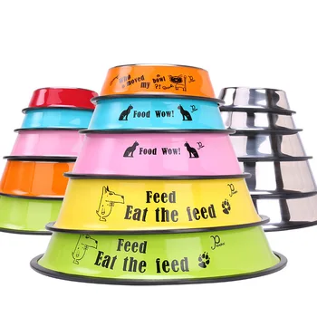

Anti-Slip dog Bowl Anti-skid Stainless Steel Bowls Dish Travel Water Plate Food Feed for pet Cat Puppy Dog