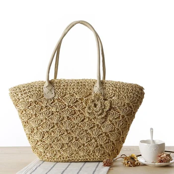 

Elegant Women's Handbags Casual Rattan Straw Bag Large Capacity Ladies Totes Bohemian Summer Travel Beach Bag Female Purses 2020
