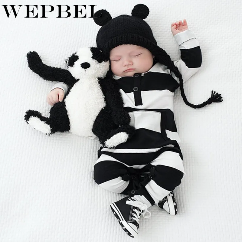 

WEPBEL New Baby Boys Girls Newborn Striped Romper Outfit Clothes