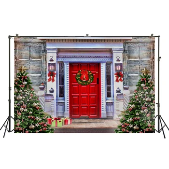 

HUAYI Outdoor House Supplies Photography Christmas Tree Decoration Background Backdrops Christmas Day Photoshoot Backdrop W-3385