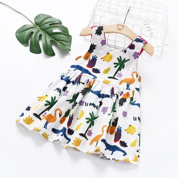 

Summer baby girls dress print children's sleeveless back bow dresses 2019 cute princess sling dress