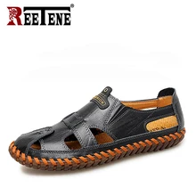 REETENE/Летняя повседневная мужская обувь с перфорацией; дышащие мужские кроссовки; обувь с перфорацией; мужская обувь на плоской подошве; мужские сандалии высокого качества
