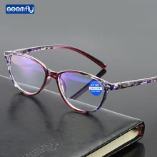 

Seemfly Anti-blue Light Reading Glasses Spring Leg Printed Glasses HD Lens Presbyopic Eyeglasses Unisex With Diopter +1.0to+4.0
