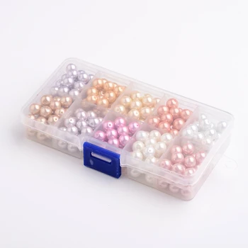 

230Pcs 10 Colors Pearlized Round Glass Pearl Beads for Jewelry Bracelet Making