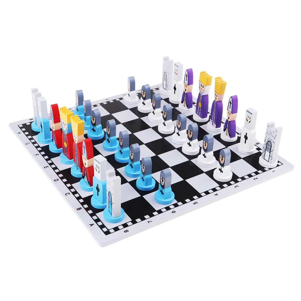 1 Set Travel Chess Set with Chess Board Educational Toys International Chess Chessman for Kids and Adults for Chess Games 