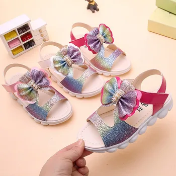 

Summer Children Infant Kids Baby Girls Bling Bow Princess Hollow Sandals Shoes sandalias baby girl shoes сандали для девочки