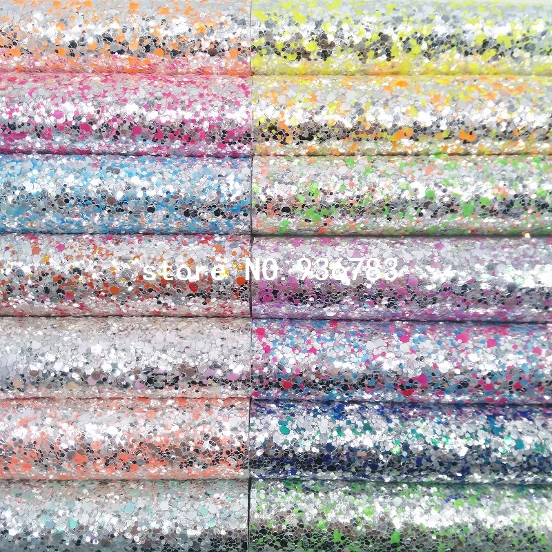 

MQ011A 30X134cm Stars Glitter Fabric Chunky Glitter Leather for making bows shoes handbags and wallpaper Decoration