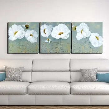 

Lily Canvas Prints White Flower Pictures 3 Pieces Wall Art Painting on Canvas Still Life Posters for Living Room Home Decor