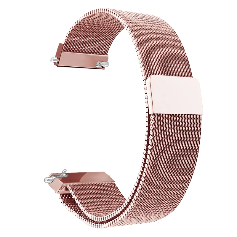 Rose Gold Умные часы браслет из нержавеющей стали Миланская петля ремешок для часов магнитное закрытие ремешок на запястье металлический Замена 16 мм - Цвет: Rose Gold