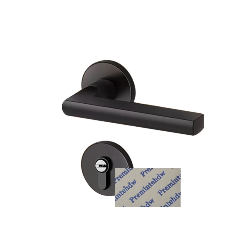 Round Matte Black Алюминиевый сплав Американский Oil Pean масло втирают Бронзовый латунный матовый черный врезной Интерьер дверь квадратная розетка замок набор - Цвет: Round Matte Black