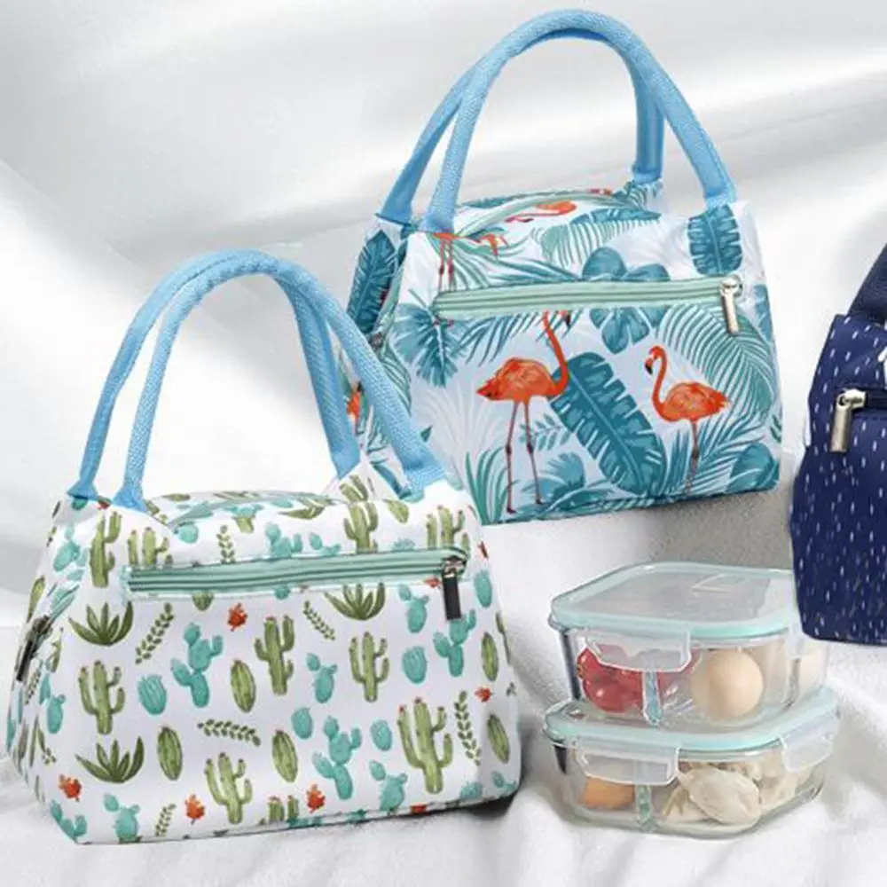 1PC New Zipper Lunch Bag with Aluminum Foil Waterproof Flamingo Cactus Thermal Insulation for Camping Tote Warmer Picnic | Спорт и