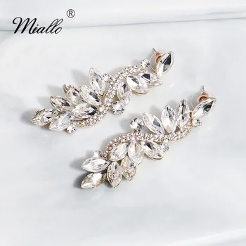 

Miallo Fashion Baroque Wedding Earring Austrian Crystal Bridal Earring Gold Long Drop Earrings for Bride Bridesmaids