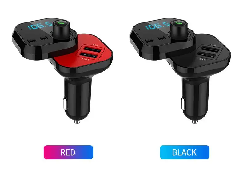 50 шт. fm-передатчик Bluetooth автомобильный комплект громкой связи AUX аудио музыкальный плеер двойной USB 3.6A Быстрая зарядка черный и красный