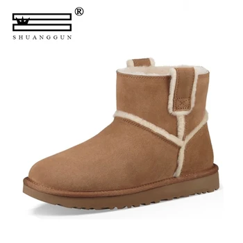 

SHUANGGUN Winter Women's Snow Boots Australian Short Boots Wool Sheepskin Warm Snow Boots