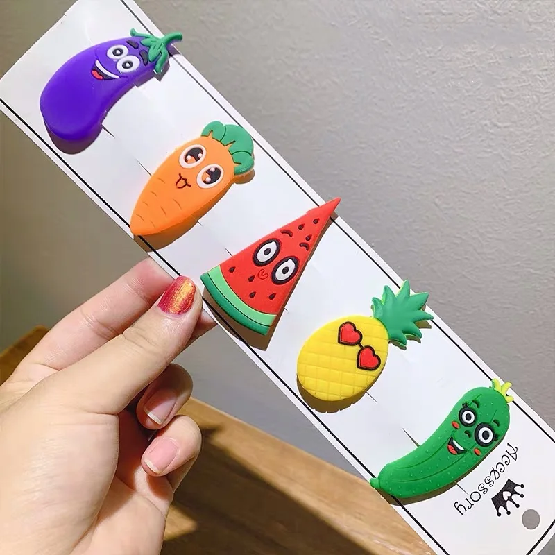 Fruit М мизм 5 шт. Мультяшные фруктовые заколки для волос набор для детей девочек женские аксессуары для волос милые яркие металлические BB заколки цветные заколки для волос - Цвет: Fruit