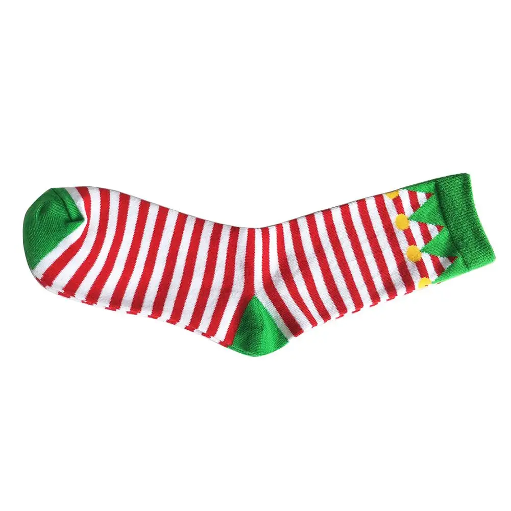 Осень-зима, унисекс, забавные, трендовые, милые, рождественские, с принтом Санта Клауса, в полоску, теплые, хлопковые, средние, без пятки, гольфы