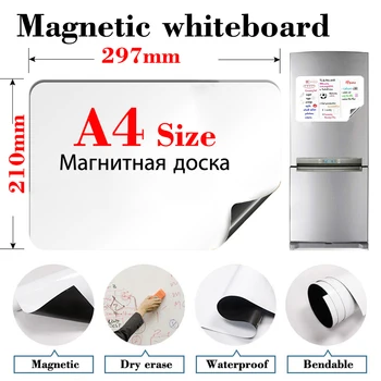 

Small Whiteboard for Kids Dry Eraser Magnetic White Board Message Board Writing Sticker Magnets A4 Size 210mmx297mm