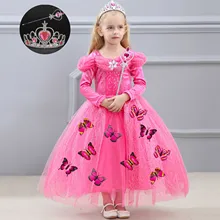 Детские костюмы принцессы с длинными рукавами; Детские платья на Хэллоуин для девочек; Новинка года; вечерние платья для девочек; весенне-осенняя одежда