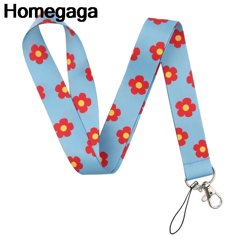 10 шт./лот, Homegaga, красные цветы, аксессуары для ключей, мобильный телефон, USB ID, держатель для ключей, ремни, бирка на шею, ремешок для камеры D2352