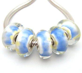 

JGWG1606 5X 100% Authenticity S925 Sterling Silver Beads Murano Glass beads Fit European Charms Bracelet diy jewelry Lampwork