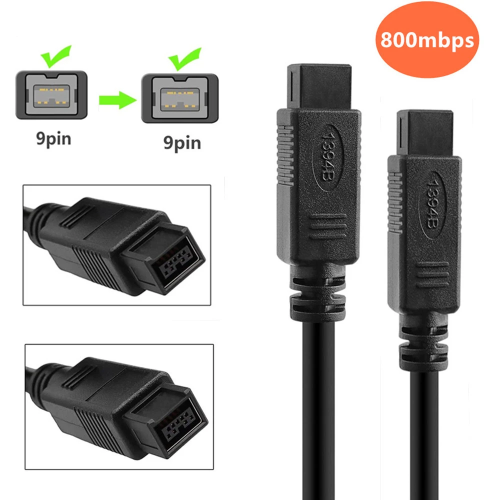de 9 pines/9 pines BETA FireWire 800 FireWire 800 9 IEEE1394 IEEE 1394 B 6FT 1,8 m 3m 4,5 m negro para Cable de computadora de cámara|Conectores y cables de - AliExpress