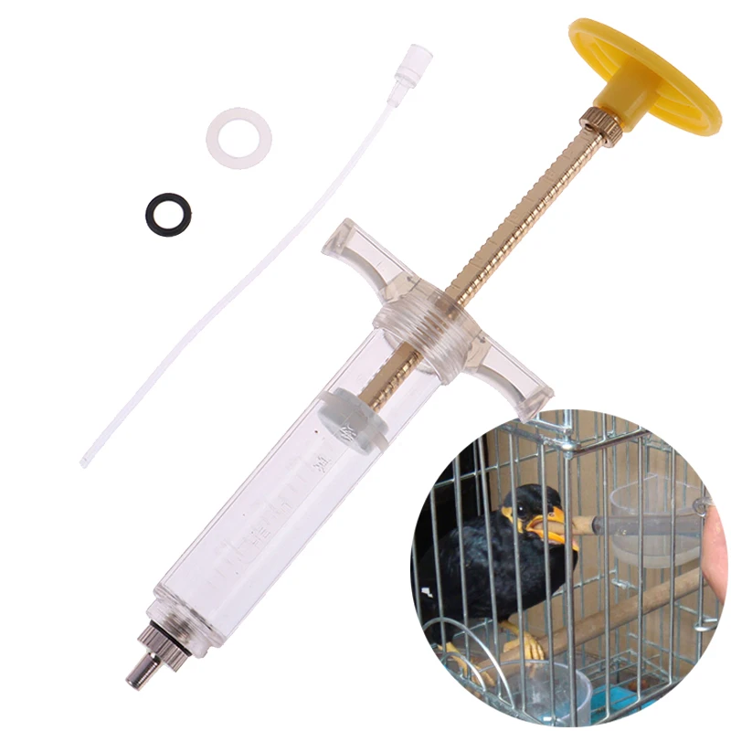 Alimentador ajustável do pássaro do bebê com o papagaio do tubo de gavage que alimenta a seringa mão-levantada da medicina da amamentação suprimentos do pássaro 10/20 ml